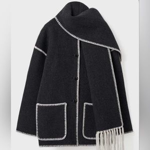 Medium, black stitch jacket with scarf